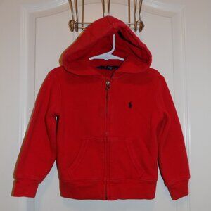 POLO Ralph Lauren Boys 3T Red Sweatshirt Hoodie Jacket EXCELLENT Condition